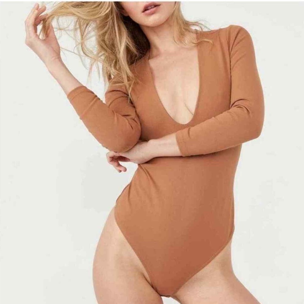 Intimately Free People Nude Long Sleeve Bodysuit